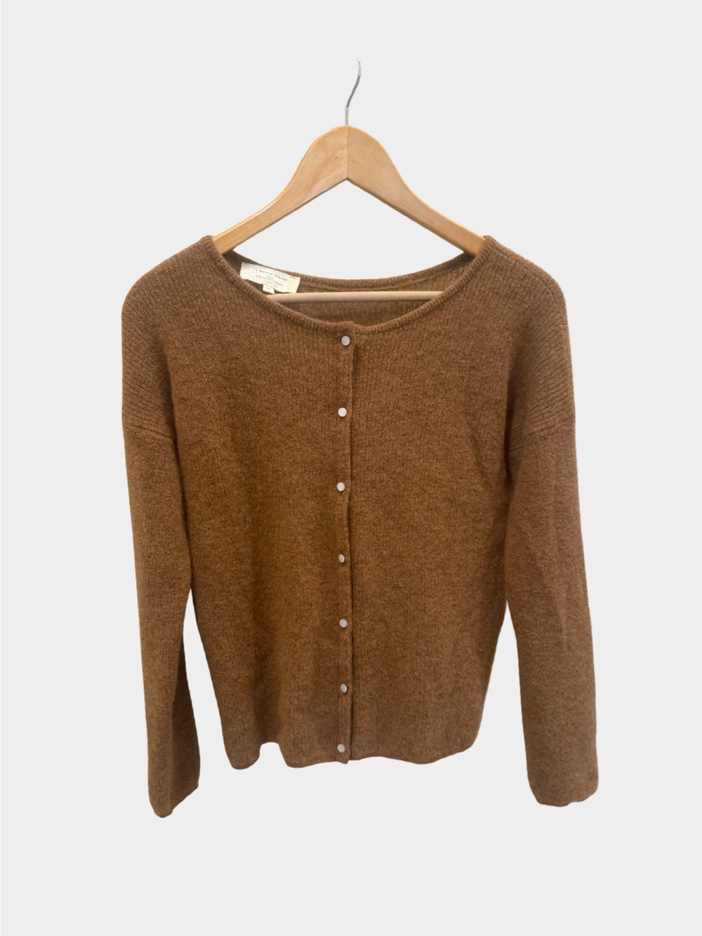 Sézane Gaspard Camel Button-Front Knit Cardigan